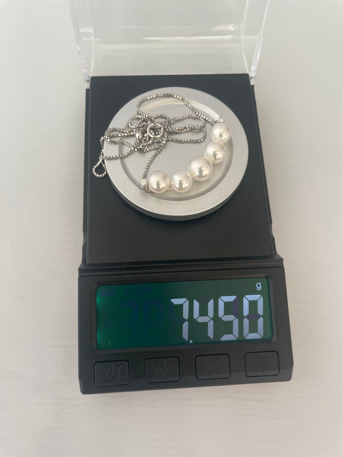 Akoya Natural "Aurora Hanadama" 18K White Gold 5-Pearl Smile Necklace