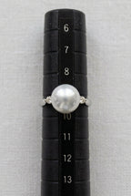 無調色あこや真珠「オーロラ天女」リング 9mm／10号 Pt900 ダイヤモンド0.1ct