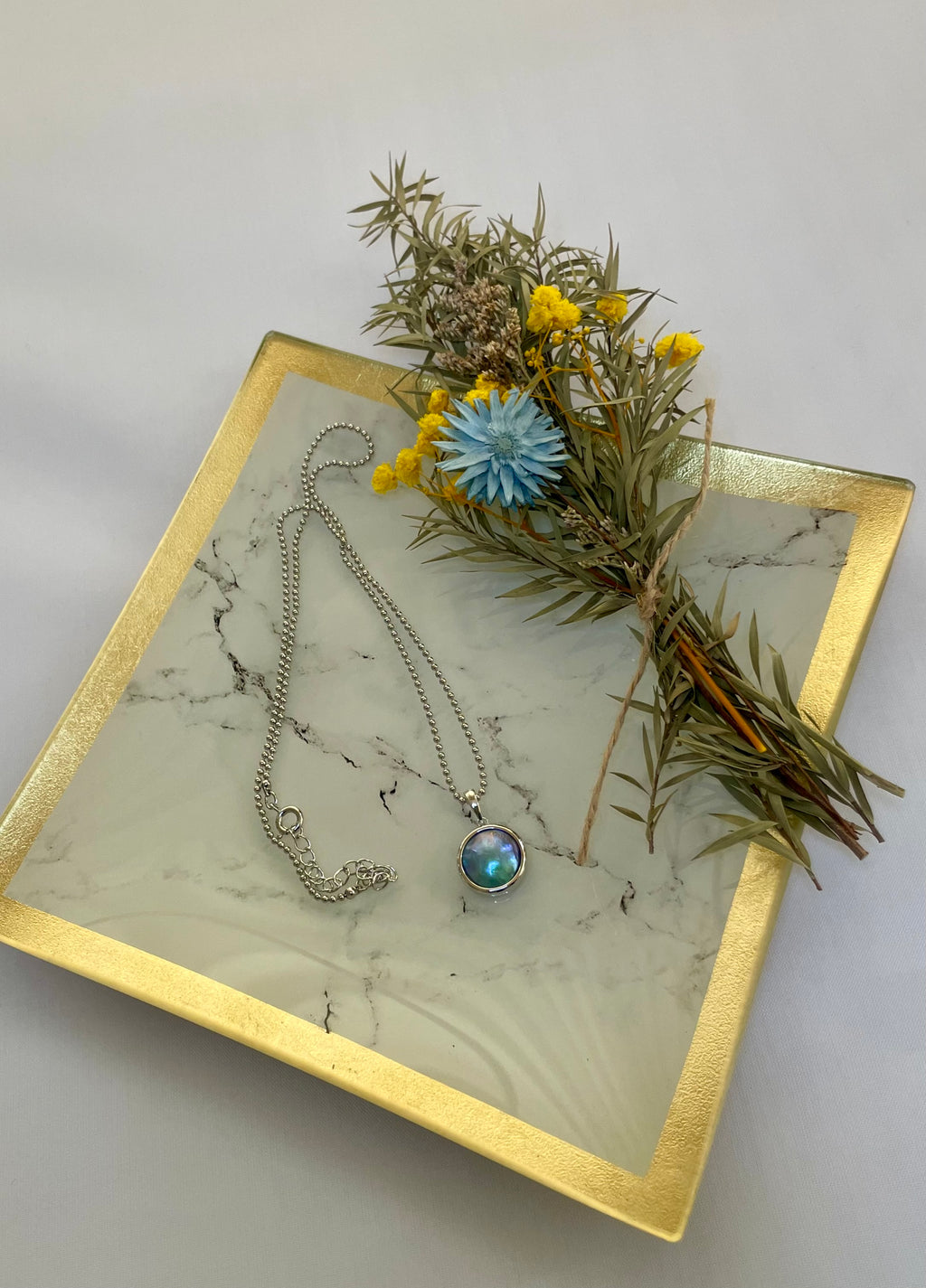 Abalone pearl 12mm with findings (silver)