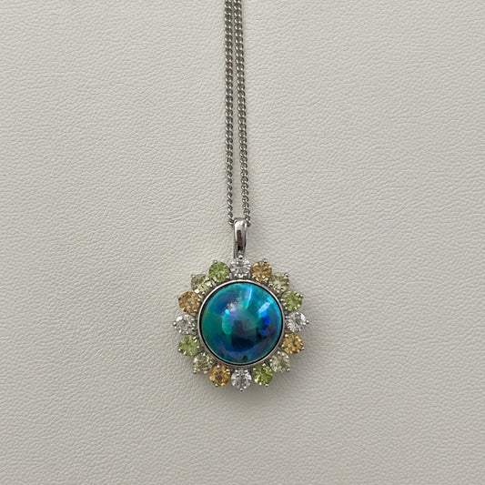 Avalone Pearl 12mm with A-grade Colored Stone Setting (Lemon Quartz, Peridot, Citrine, White Topaz)