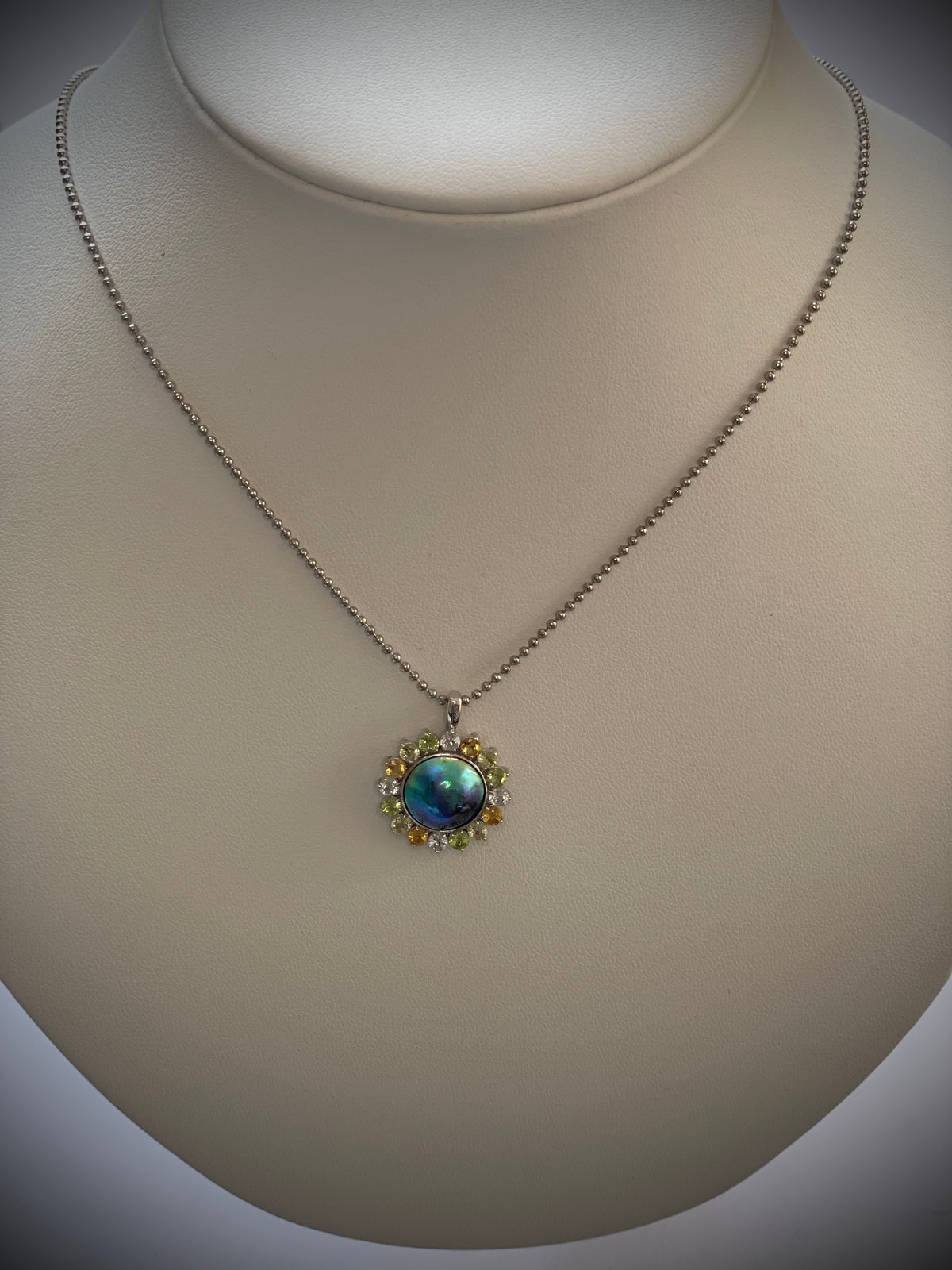 アバロンパール ペンダントトップ 12mm BG Unique Grade（U）｜カラーストーン・シルバー・個体No.12