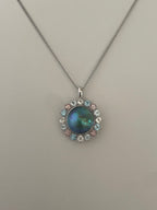 Abalone Pearl 12mm with Color Stone Surround B (Pink Tourmaline, Blue Topaz, Sky Blue Topaz, Citrine White)