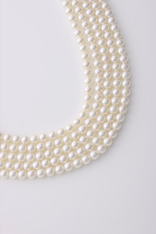 Akoya Natural Pearl "Aurora Hanadama" Necklace Strand Size 7.5-8mm