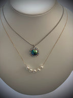 Abalone Pearl 12mm with Color Stone Surround B (Pink Tourmaline, Blue Topaz, Sky Blue Topaz, Citrine White)